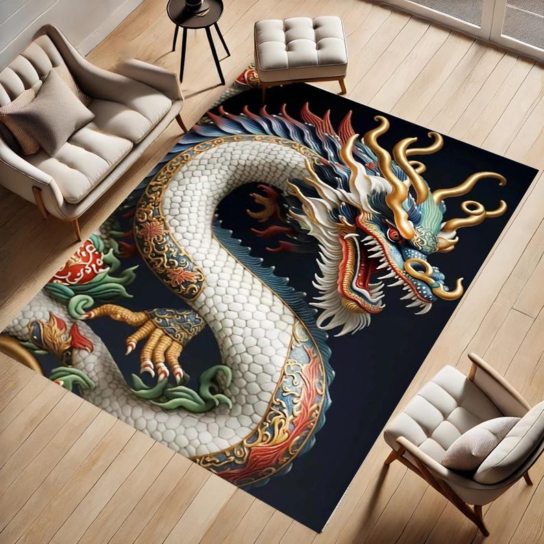 Dragon Rug Irl Chinese Dragon Rug, Dragon Rug, Modern Rug, Fantastic Rug, Mythological ...
