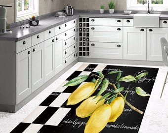 Kitchen Rug,Lemon Pattern Rug, Lemon Rug, Fruit Rug, Popular Rug, Yellow Rug, Aesthetic Rug, Modern Rug, Home Decor,Area Rug,Living Room Rug