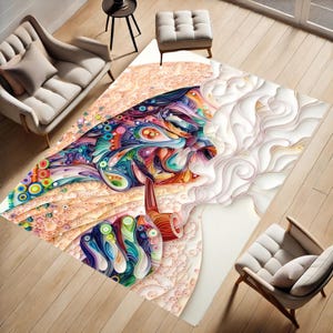Tappeto Floral Harmony - Tappeto ritratto di carta quilled, tappeto di fiori quilled, tappeto ritratto di donna, tappeto ritratto artistico con fiori