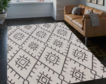 Scandinavian Rug with stripes for modern living room and dining room with fringes,Nordic rug, Scandinavian area rug, Easy to wash and clean