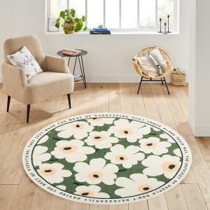 Spring Floral Round Rug Colorful Wildflower Meadow Decorative Rug Boho Home Decor Gift for Her Bohemian Chic Design Rug Round Rug Flower Rug
