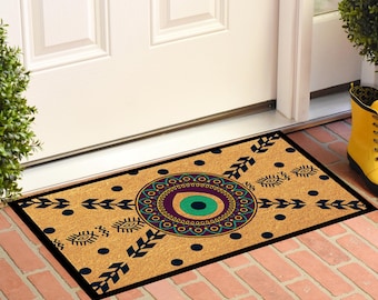 Capacho anti-olhado, capacho de proteção, capacho de proteção contra mau-olhado, decoração para casa nova, capacho azul anti-olhado, capacho de proteção, decoração para porta de entrada