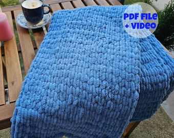 Modello coperta Alize Puffy, modello coperta a maglia grossa pdf, modello coperta a maglia con le dita da scaricare, modelli per principianti, modello abete