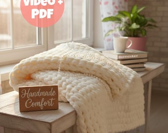 Schema per coperta a maglia grossa – Fai da te per principianti con le dita (download PDF)