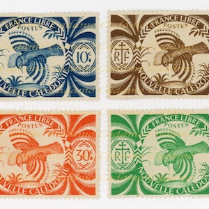 Digital Image of original unused 1940s Nouvelle Caledonie Stamps
