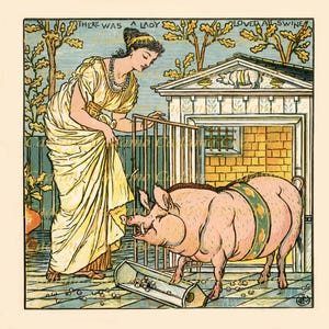Druck oder Karte von Original Edmund Evans Illustration There was a Lady c. 1876 aus Die Baby Oper
