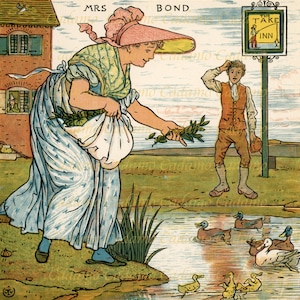 エドマンド・エヴァンスによるボンド夫人のオリジナルイラスト（1876年頃）『ベイビーズ・オペラ』より