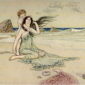 Arthur Rackham Water Babies Illustration Druck oder Karte