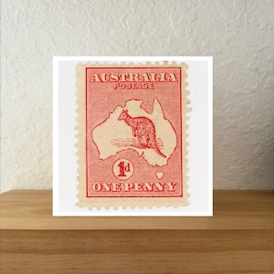 Druck einer original unbenutzten Australien One Penny Briefmarke von 1913
