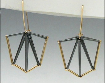 Half circle earrings with gold