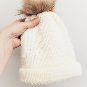 Child winter ivory hat; ivory hat for toddler