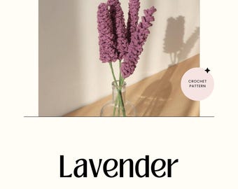Haakpatroon lavendel – 2 maten! DIY-haakbloemen voor huisdecoratie, cadeaus of knutselen – Instant pdf-download - digitale pdf-download