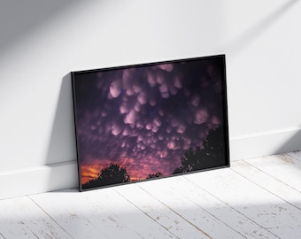 Storm Cloud Photography Print | Mammatus Cloud Art | Atmospheric Digital Download | Nature Sky Wall Decor