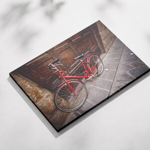 Red Bicycle Italy Photo, Florence Street Photography, Digital Download, Printable Wall Art, European Decor, Tuscan Decor