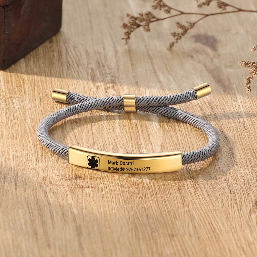 Custom Stainless Steel Medical Alert Braided Rope Bracelet for Kids ...