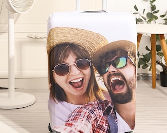 Custom Photo Luggage Cover, Travel Suitcase Cover, Funny Face Travel Luggage Cover, Stretch Luggage Protector,Travel Gifts,Honeymoon Gifts