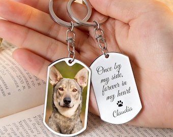Custom Dog Photo Keychain, Personalized Portrait from Photo, Pet Memorial Gift for Dad, Dog Cat Key Chain,Dog Tag Keyring