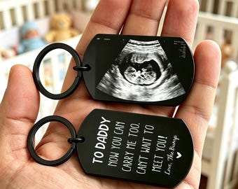 Porte-clés personnalisé à ultrasons, porte-clés photo, cadeau futur papa pour mari, faire-part de grossesse, cadeau de Noël pour nouvelle maman/papa