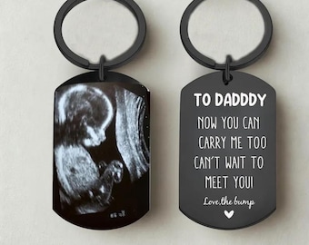 Personalized Ultrasound Photo Keychain,Bump Photo keyring,Dad to Be Gift for Husband,Expecting Dad gifts,Gift for New Mommy/Daddy