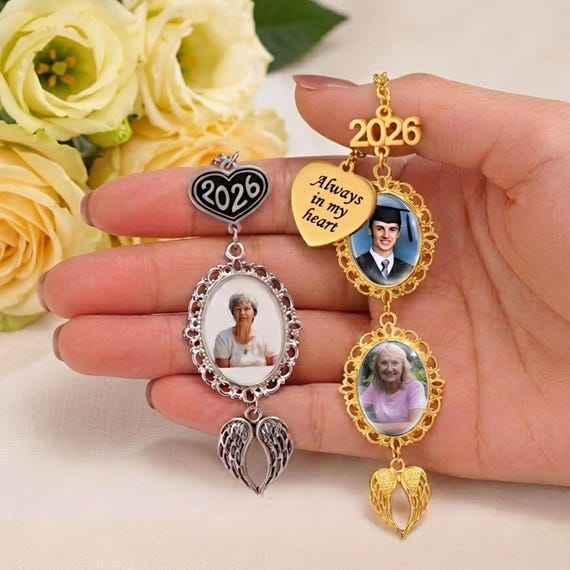 Custom Graduation Tassel Gift,Custom Photo&Text 2026 Charm with Angel Wing,Memorial For Graduation,Graduation Memorial Tassel for grad cap