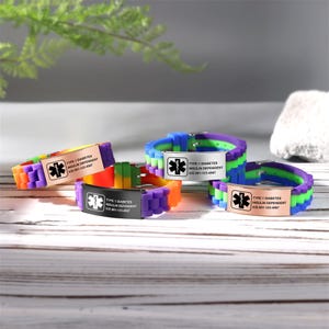 Bracelet d'alerte médicale de sport imperméable personnalisable, bracelet multicolore réglable de 16 à 21 cm, bracelet d'urgence sanitaire pour hommes et femmes