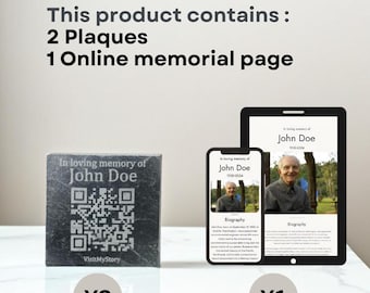 Slate QR Memorial Plaque (Set of 2) - Custom Online Tribute