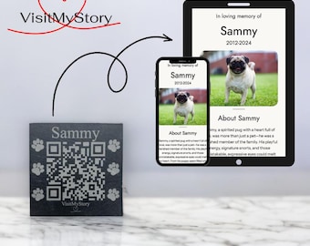 Pet Memorial Slate Plaque with QR Code: Custom Online Tribute