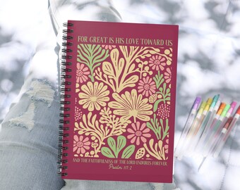 Cuaderno de espiral con versículos bíblicos, diario cristiano, regalo inspirado en la religión, regalo de fe y amor religioso