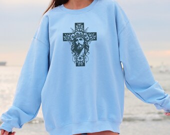 Sudadera con cruz cristiana Sudadera de inspiración religiosa Sudadera con fe en amar a Jesús Sudadera cómoda con cruz cristiana