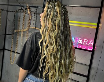 Double-Ended Mix Of Braids And Curls Hair Extension In Golden-Blond Hue