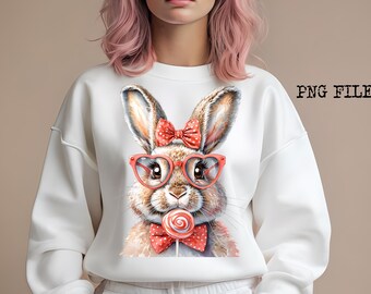 Easter bunny png, Whimsical Bunny png, Adorable Bunny Design Png, Bunny in Bow Png, Funny Easter Bunny Holiday Sublimation Designs, Easter