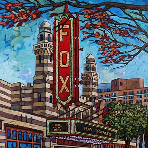 Fox Theater, Atlanta, Peachtree Street, downtown Atlanta, GA, Ray Charles, art print, by Anastasia Mak