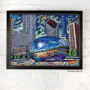 Chicago Bean, Chicago print, Summer Bean, Chicago landmark, downtown Chicago, Cloud Gate, by Anastasia Mak image 4