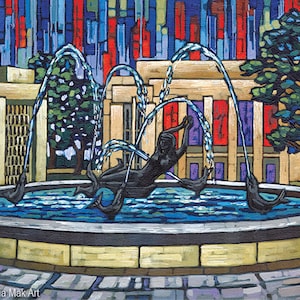 Indiana University, Showalter Fountain, IU Campus, Bloomington IN, Graduation Gift, Art print, by Anastasia Mak