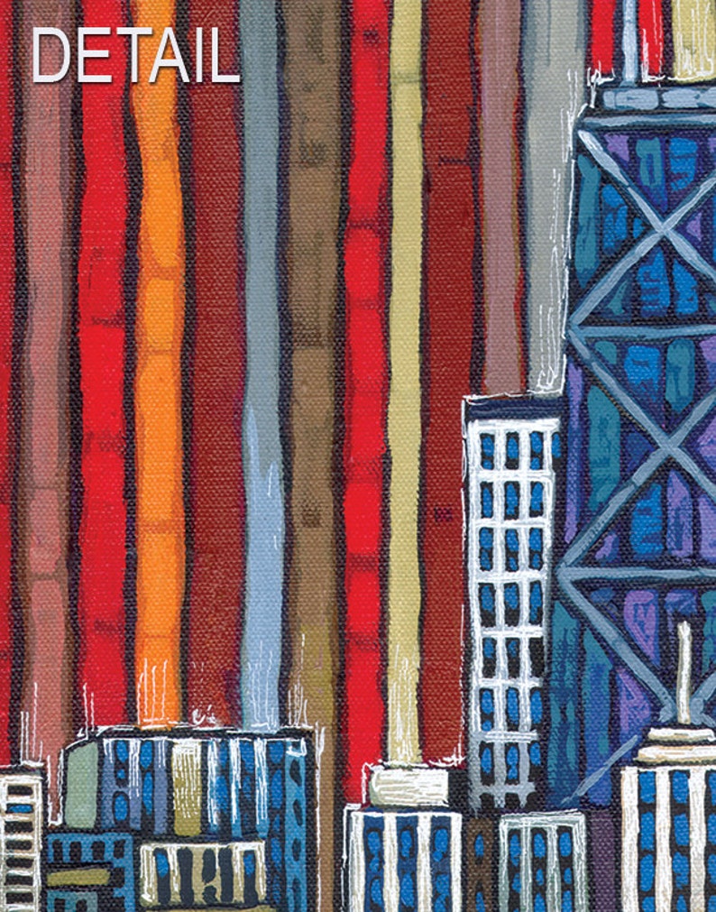 Red Chicago Skyline, Chicago Skyline Print, Chicago Autumn, Chicago