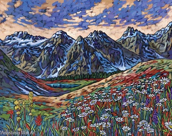 Banff print, Canadian Rockies art, Larch Valley, Canada Mountains, Alberta art, by Anastasia Mak