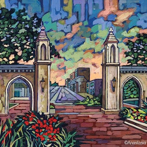 Indiana University art, Sample Gates, IU, Hoosiers, Bloomington IN, graduation, art print, by Anastasia Mak