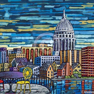 Madison Skyline, Madison print, Madison Wisconsin, Union Terrace, by Anastasia Mak