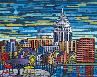 Madison Skyline, Madison Print, Madison Wisconsin, Union Terrace