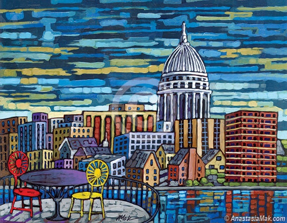 Madison Skyline, Madison Print, Madison Wisconsin, Union Terrace