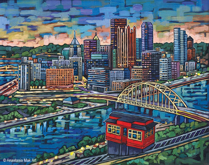 Pittsburgh Skyline Pittsburgh Print Pittsburgh Incline Etsy