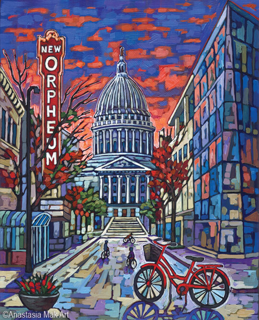 Madison WI Bike Madison State Street Red Bicycle Madison Etsy