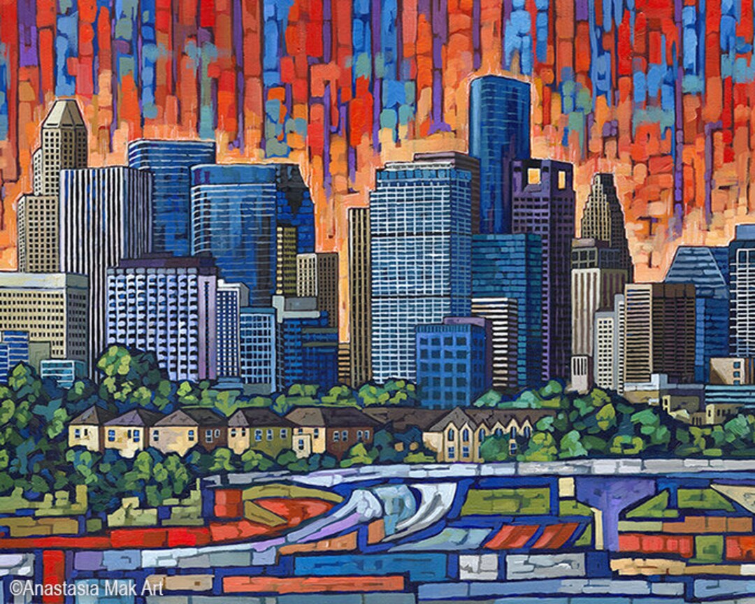 Houston Skyline, Houston Artwork, Houston Print, Space City, Houston TX