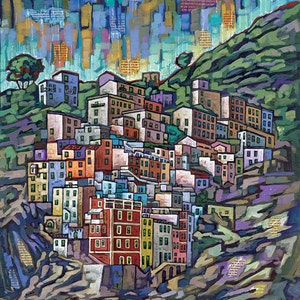 Cinque Terre print, Riomaggiore, Italy, Cinque Terre art, Italian Riviera, by Anastasia Mak