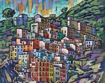 Cinque Terre print, Riomaggiore, Italy, Cinque Terre art, Italian Riviera, by Anastasia Mak