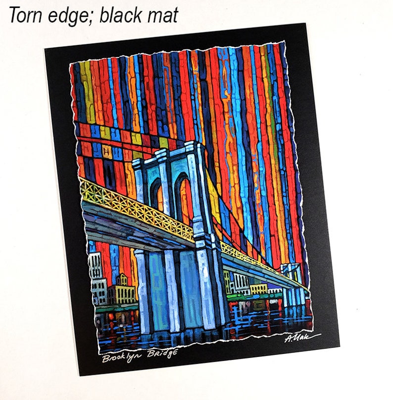 Brooklyn Bridge Print NYC Art Colorful Brooklyn Bridge Red Etsy