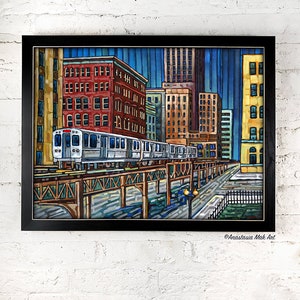 Chicago El Train, Chicago CTA, Downtown, Chicago Landmark, Chicago transit, art print by Anastasia Mak image 5