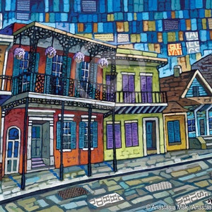 French Quarter art, New Orleans print, New Orleans Buildings, by Anastasia Mak