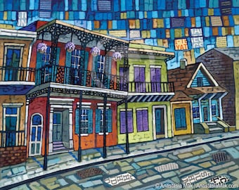 French Quarter art, New Orleans print, New Orleans Buildings, by Anastasia Mak
