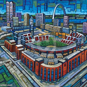 Busch Stadium, St Louis Cardinals, St Louis baseball, Cardinals art, by Anastasia Mak
